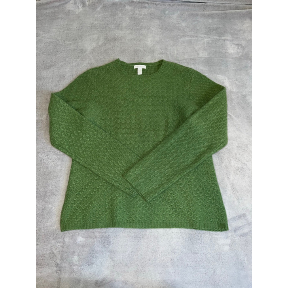 Women's Charter Club Green Crew Neck Sweater L WOOL BLEND
